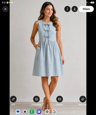 idem ditto Smocked Bodice Tiered Midi Dress with Cream Bow Straps, Size Large — listing 6