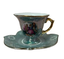 1923 Hand Painted Blue Lustre Tea Set with 8 Cups (Teapot, Sugar, Creamer, Cups & Saucers) — listing 4