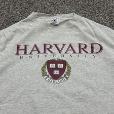 Vintage Harvard University Crest T-Shirt, Delta Pro Weight, Heather Gray, Size M — listing 3
