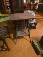 Antique Victorian Quartersawn Oak Two-Tier Parlor Table with Bobbin-Turned Legs — listing 2