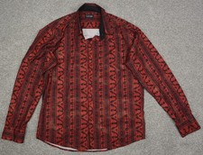 Calvino Men's Long-Sleeve Button-Up Shirt with Metallic Geometric Aztec Print, Size 2XL — listing 5