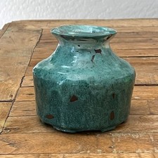 Studio Art Pottery Bud Vase with Turquoise & Black Drip Glaze — listing 6