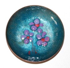 Enamel-on-Copper Trinket Dish, Royal Blue with Multicolor Abstract Design, Signed by Winn Ng, Dated 1984 — listing 6
