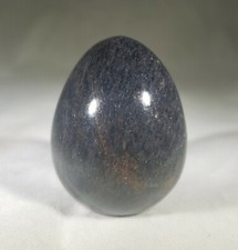 Carved Stone Decorative Eggs, Set of 2 (Cream Onyx/Alabaster & Red-Brown Marble) — listing 6