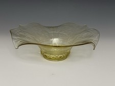 Lancaster Glass Co. Yellow Topaz 'Sphinx' Etched Depression Glass Bowl with Ruffled Rim — listing 4