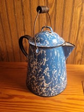 Vintage Black Speckled Graniteware Enamel Coffee Pot / Percolator — listing 2