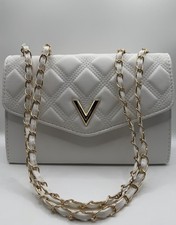 White Quilted Leather Handbag with Chain-Link Grommet Trim — listing 5