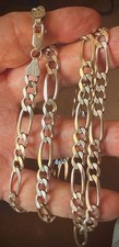 Sterling Silver 925 Italy Figaro Chain Necklace with Horn (Cornicello) Pendant — listing 3
