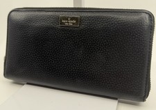 Kate Spade New York Lacey Zip-Around Continental Wallet in Black & Cream Stripe with Pink Rose Floral Print — listing 3