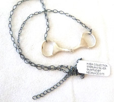 Sterling Silver & Braided Leather Snaffle Bit Cuff Bracelet, Toggle Clasp, listing 4
