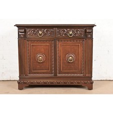 Berkey & Gay Antique Two-Door Cabinet / Chifferobe with Turned Fluted Legs and Burl Panels — listing 6