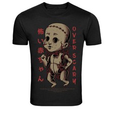 Red Graphic Print Shirt with Creepy Baby/Clown Design