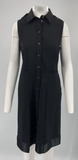 Jil Sander Black Rayon Long-Sleeve Midi Shirt Dress with Ruffle Bib, Size 32 — listing 3