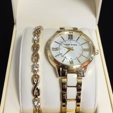 Anne Klein Women's Gold-Tone Diamond Dial Dress Watch with Black Accents — listing 4