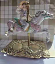 Tobin Fraley American Carousel Collection Fourth Edition Limited Edition Porcelain Carousel Horse Music Box, numbered 536/8500, Christmas holly motif on oak base — listing 4