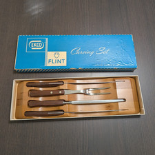 Vintage EKCO Flint Carving Set with Faux-Stag Handles in Green Presentation Box — listing 3