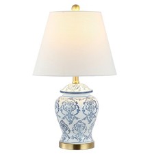 Vintage Chinoiserie Ceramic Table Lamp with Raised Enamel Prunus Blossom & Tassel Decoration — listing 2