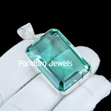 1980s Sterling Silver Bezel-Set Blue Aquamarine-Colored Stone Pendant on Sterling Chain — listing 4