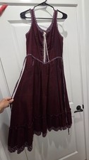 Vintage 1970s Gunne Sax by Jessica McClintock Navy Floral Prairie Dress with Lace Trim — listing 5