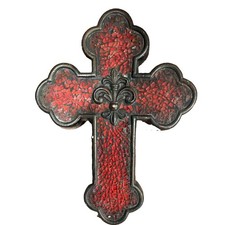 Mixed Media Textured Cross Wall Art Panel on Wood, Baroque Ornate Relief with Gold and Cream, listing 4