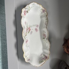 Limoges France Porcelain Rose Floral Mint / Cracker Tray with Gold Trim — listing 6