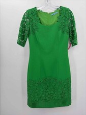 Antonio Melani Emerald Green Long Sleeve Sheath Dress with Floral Lace Hem, Size 2 — listing 3