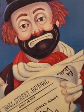 "The Financier" Red Skelton Clown Print, Framed with Nameplate Original oil painting — listing 6
