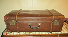Antique Victorian Wood Slat Steamer Trunk with Metal Straps