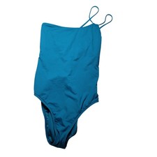 La Blanca Teal Heathered One-Piece Swimsuit with Twist Front, Size M