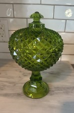 Westmoreland Blue Sawtooth Diamond Point Glass Footed Compote — listing 3