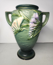 Roseville Pottery Freesia Vase in Delft Blue, Shape 125-10" — listing 2