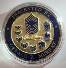 USAF Chief Master Sergeant (E9) Rank Insignia Pair on Original Card with Souvenir Dog Tag