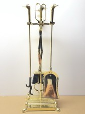 Vintage Brass Fireplace Tool Set with Ball-Top Handles on Stand — listing 4