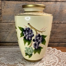 Vintage Clear Glass Trumpet Vase with Gold Gilt Grape Leaf Design and Banding — listing 6
