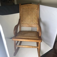 Vintage Child's Bentwood Rocking Chair, J. Lane Chair Co., Green Chenille Cushion — listing 3