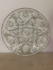 Pressed Glass Round Serving Platter with Fan-Scalloped Rim and Diamond-Point Pattern — listing 3