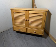 Vintage Pine Two-Door Wall-Mount Cabinet with Scalloped Gallery and Raised-Panel Doors — listing 2
