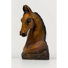 Resin Horse Head Wall Plaque / Figural Relief with Bridle Detail — listing 4