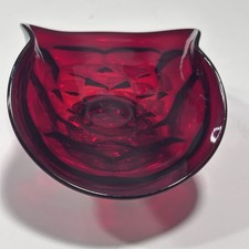 Vintage Ruby Red Glass Footed Compote / Pedestal Candy Dish with Clear Stem — listing 6