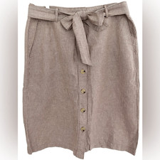 Liz Claiborne Striped Paperbag Waist Midi Skirt with Tie Belt — listing 2