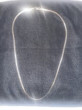 Herringbone Flat Snake Chain Necklace with Lobster Clasp and Oval Hang Tag — listing 6