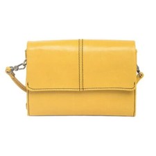 Mustard Yellow Pebbled Leather Whipstitch Hobo Shoulder Bag — listing 3