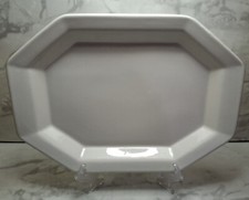 Octagonal White Ironstone/Porcelain Relish Dish with Blue Double-Line Border — listing 2