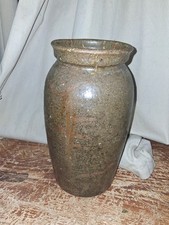 Antique Stoneware Canning Jar Crock with Threaded Neck