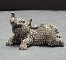 Thai-Style Elephant Pedestal Lidded Trinket Box with Basketweave Dome Lid — listing 3