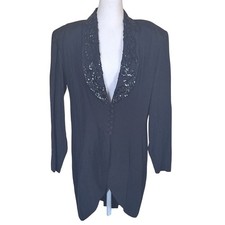 J.R. Nites by Caliendo Vintage Lace Tuxedo Jacket with Sheer Sleeves and Satin Shawl Collar, Size 10 — listing 6