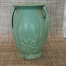 McCoy Pottery Pink Ginger Jar Vase with Hand-Painted White Dogwood Blossoms