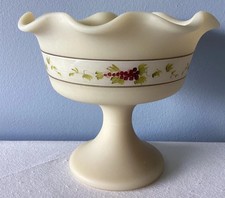 Fenton Custard Satin Uranium Glass Footed Compote, 5.5 inches — listing 6