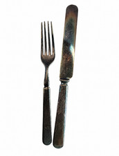 Vintage Silver-Plated Dinner Knife with Geometric Art Deco Handle — listing 3