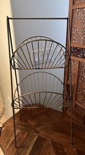 Vintage Brass and Wood Two-Compartment Magazine / Letter Rack Holder